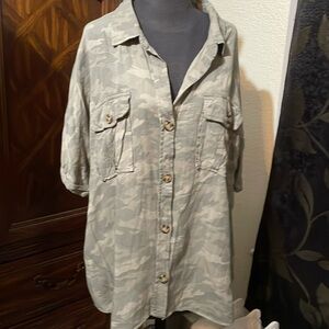 Camouflage colored summer blouse